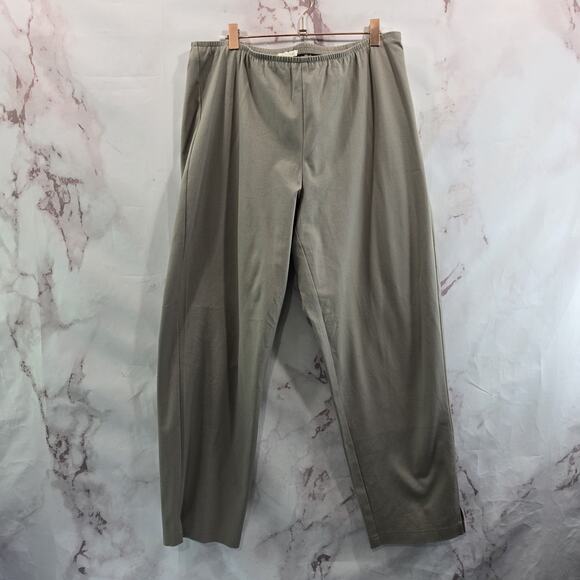 Eileen Fisher Pants Womens Large Tan Khaki Stretch Pull On High Rise Organic - Picture 1 of 11